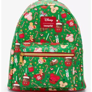 Loungefly Disney Mickey Mouse Holiday Treats Mini Backpack All Over Pattern Bag